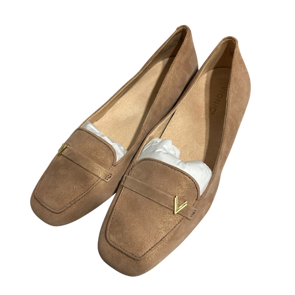 Vionic Hayes Skimmer Loafer Polluted Rose Gold Leather Square Toe Gold V sz 11